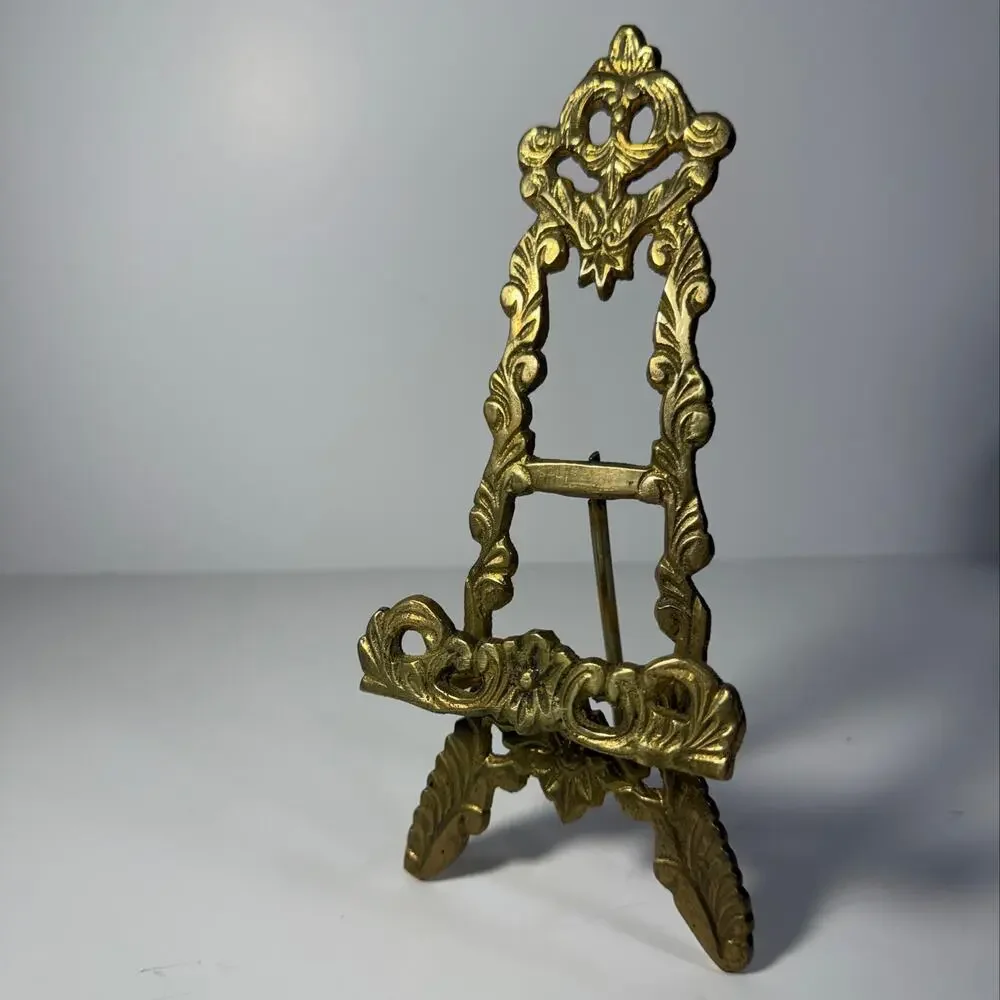Small Brass Photo Book Ornate Rococo Easel Victorian Art Nouveau Ornate Stand